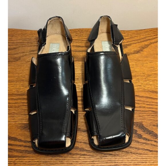 Lucio Ricci Black Leather Mens Dress Shoe Sandals Size 11 Cut-Out Detail - Picture 4 of 9